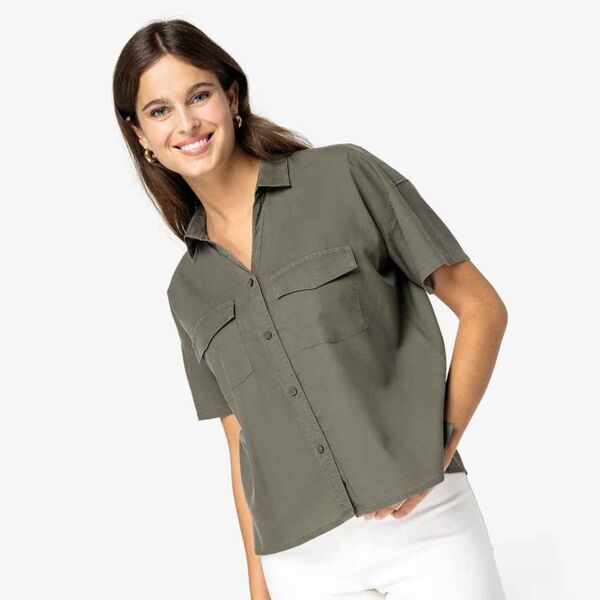 Spasso Ladies Short Sleeve Oversized TENCEL™ Shirt Thumbnail